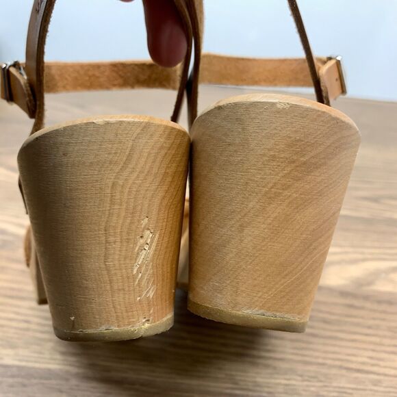 Swedish Hasbeens Womens Brown Leather Clog Sandals European Size 40 US Size 9 - Picture 4 of 14